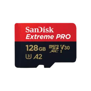 כרטיס זיכרון Extreme Pro microSDXC 200MB/s עם יכולות העברה וקריאה מהירות בעל דירוג A2 מבית SanDisk.