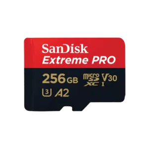כרטיס זיכרון Extreme Pro microSDXC 200MB/s עם יכולות העברה וקריאה מהירות בעל דירוג A2 מבית SanDisk.