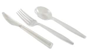 סכום חד פעמי שקוף קשיח סכין /מזלג /כפיות 1/50