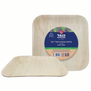 צלחות מרובעות ענק מדקל 10 יח` - בסיטונאות | הנמל אריזות ושיווק