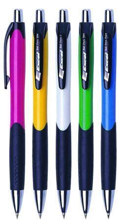 עט לחצן כדורי גו צבעוני כחול 12 בחב'