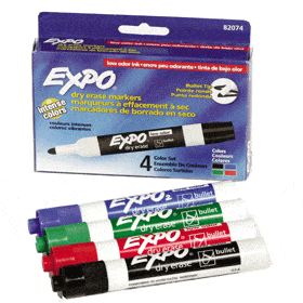 סט ללוח מחיק אקספו 4 צבעים