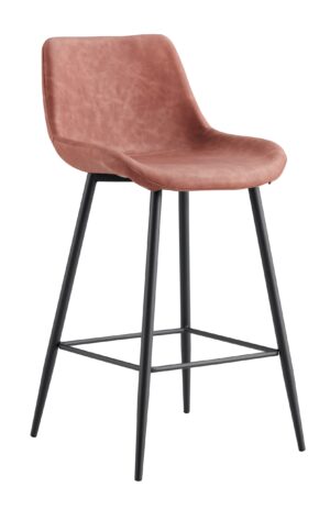 אורון כסא בר גובה 75 סמ - ריפוד דמוי עור PU - רגל שחור